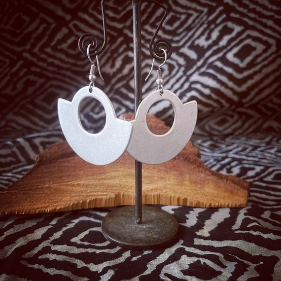 Retro Happy geometric Earrings, fan earrings, silver plated