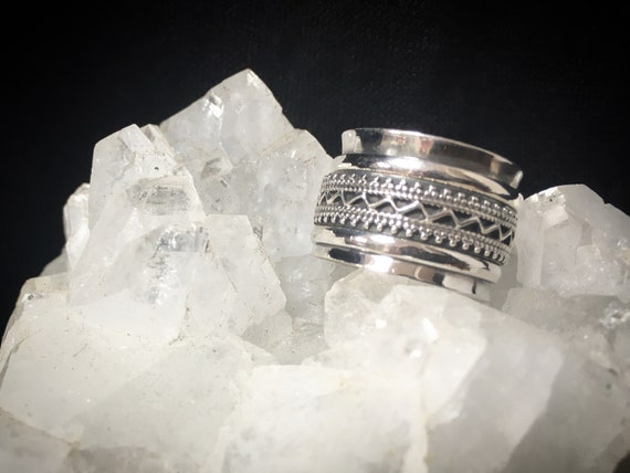 Tribal Crown spinner 925 silver ring