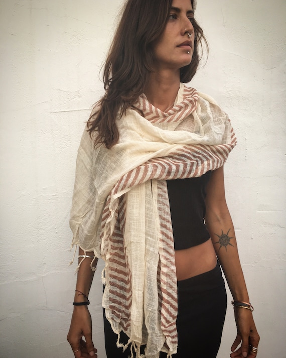 Chevron Blockprint Pashmina