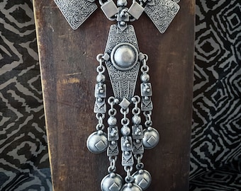 Tribal Queen statement maxi necklace, silver plated