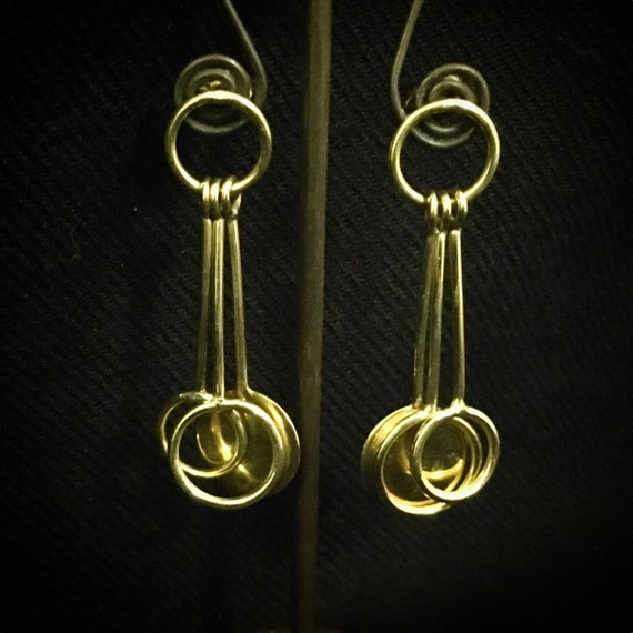 minimal geometric sticks with hoops pending earrings with stopper