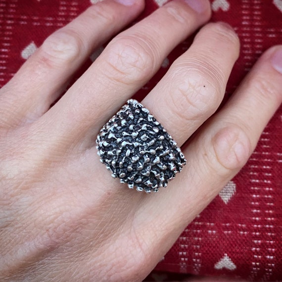 Scrub dome ring, size 17 18, silver plated