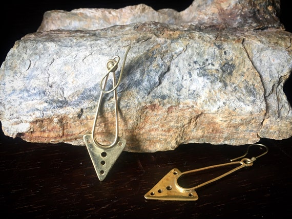 Warrior of Light arrow brass earrings