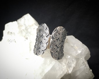 Spiral Tribal open silver ring