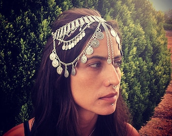 Munten ketting hoofddeksel tiara