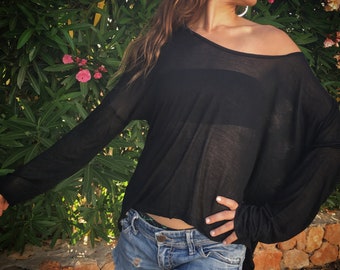 Blouse ample à manches longues en bambou