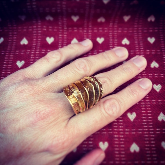 Gold Candy big waves statement ring, gold plated