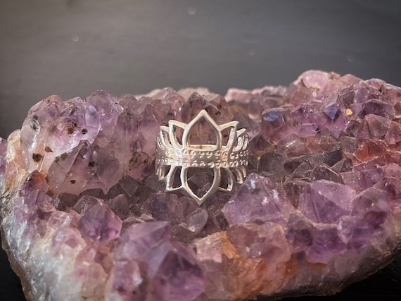Lotus Flower Mirrored 925 Sterling silver ring