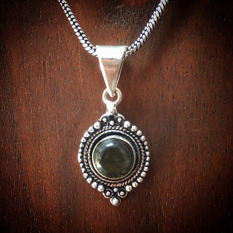 brass or silver plated Drop Tribal Gemstone Charm Pendant Necklace