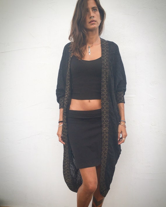 Goldish Silverish black kimono