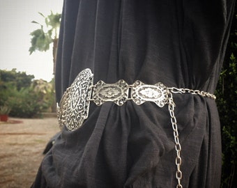 Oval Big Waist Belt, Silver Plated - Etsy display picture 1