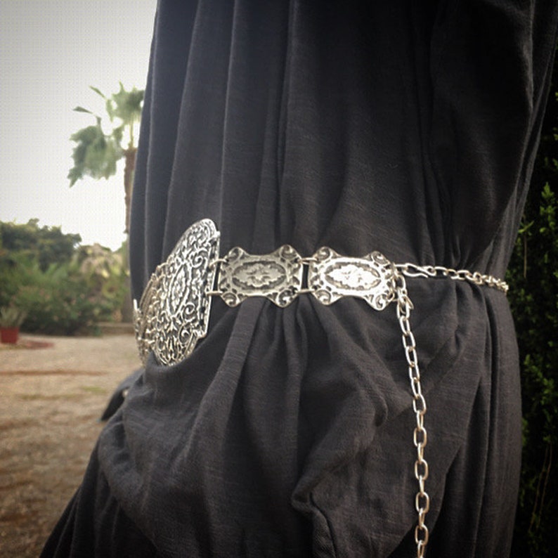 Oval big waist belt silver plated