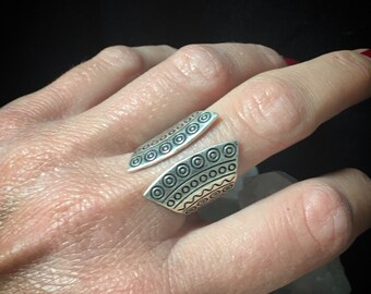 Tribal Native open silver ring