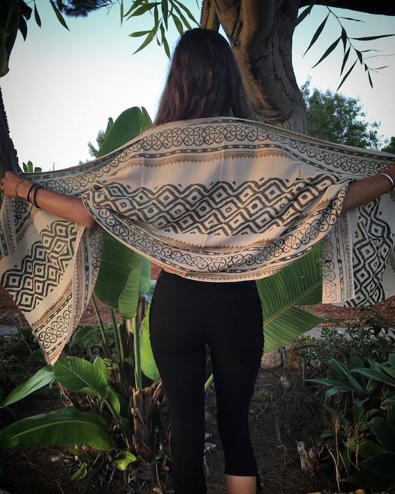 Tribal Blockprint cotton shawl