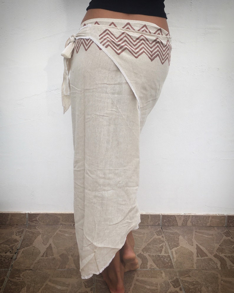 Native Hand Block Print Wrap-around Jute Cotton Long Skirt - Etsy