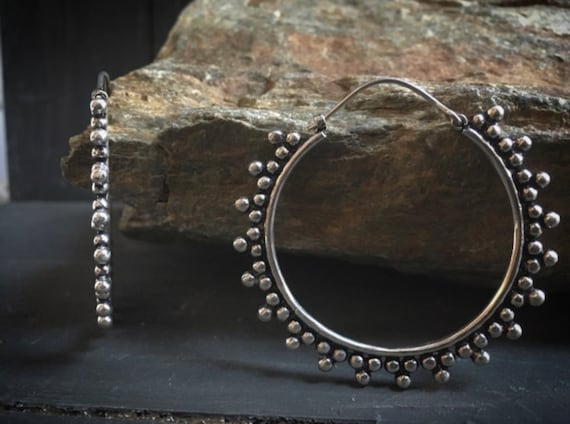 Sterling Silver Traditional tribal rajasthani hoop earrings, big, medium and small size