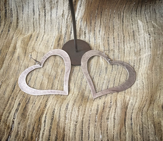 Love Forever, Heart maxi earrings, silver plated
