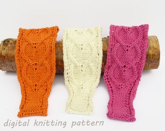 Knitting Pattern PDF  Cabled Hearts Hand Knit Headband