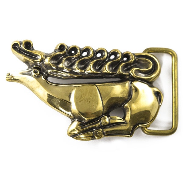 Solid brass buckle Scythian deer, Handmade, Ancient symbol, Deer buckle, Gift for men and women