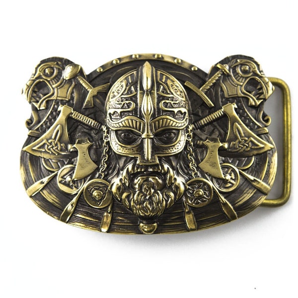 Viking belt buckle, Scandinavian Nordic Celtic Old Norse warrior military antique style solid belt buckle, Valhalla warrior belt buckle