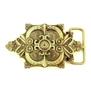Flower Belt buckle, Fern flower mythology magic ornamental flower solid brass belt buckle, Sun cross flower buckle for men and women