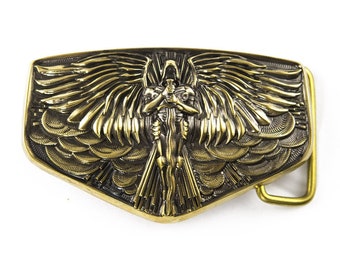 Archangel Michael belt buckle, Saint Michael San Miguel Christian accessory, Patron of paratroopers, Archangel of Justice, Tyrael gift