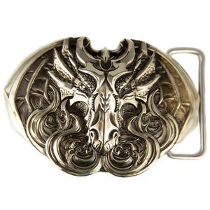 Dragon German silver belt buckle, Scandinavian Nordic Celtic Norse mythology Fafnir or Frænir dragon head solid nickel silver belt buckle