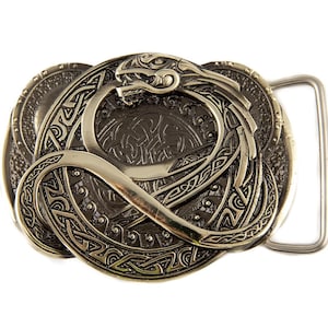 Jormungand german silver belt buckle, World Serpent, Scandinavian, Celtic, Norse dragon, Midgard Serpent, Ouroboros solid belt buckle