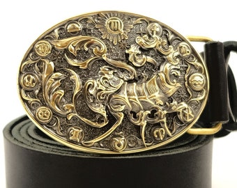 Leather Belt With Scorpio Belt Buckle, Scorpion Horoscope  display picture 3