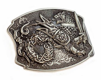 Semargl solid geman silver belt buckle, handmade Mythical winged lion Simargl buckle, Slavic mythology Griffin creature belt buckle