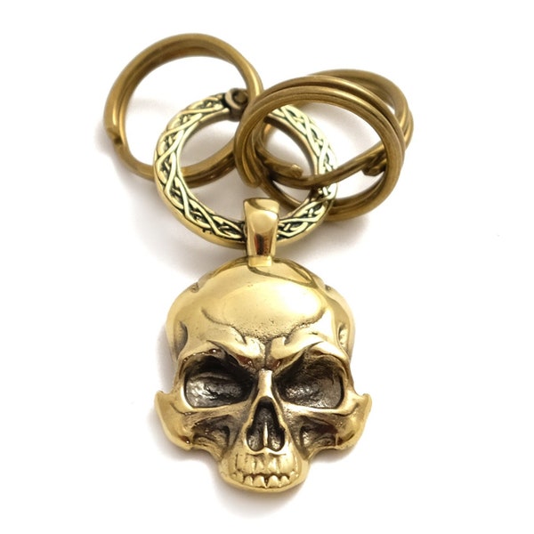 Skull keychain, Handmade human skull keychain, Skeleton skull solid brass keychain, Dead head brass gift for men and women