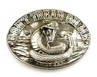 Don't Tread on Me German silver belt buckle, Historical American flag, Gadsden flag with timber rattlesnake nickel silver solid belt buckle