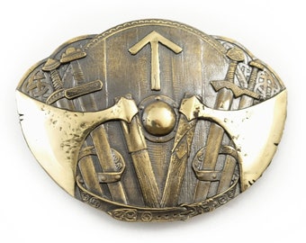 Tiwaz belt buckle, Old Norse Scandinavian Nordic Celtic Viking Pagan TYR runic solid brass belt buckle for casual 1.5 or 1.8 inches belts