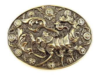 Scorpio belt buckle, Scorpion Horoscope Astrological Zodiac Sign solid brass belt buckle for casual belt for men and women