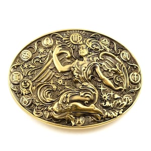 Boucle de ceinture Vierge, signe astrologique du zodiaque astrologique Vierge en laiton massif pour ceinture décontractée pour homme et femme