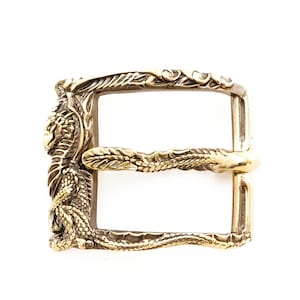 Belt buckle Dragon, Brass or nickelsilver rectangular handmade Drago belt buckle, Giant snake classic pin type belt buckle for 1.5 inch belt
