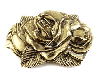 Belt buckle Rose American Beauty, Handmade brass flower women accessories, goddess Aphrodite Rose belt buckle for casual belt
