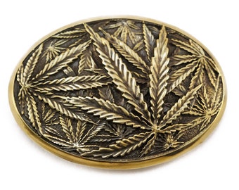 Cannabis leaf solid brass belt buckle, Marijuana Weed Leaf ganja Rasta solid brass buckle, Cannabis gift for men and women