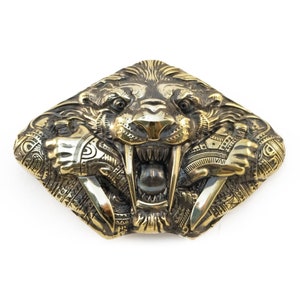 Tiger Belt buckle, Wild animal hunting tiger steel fangs, Panthera tigris cat solid belt buckle for men and women