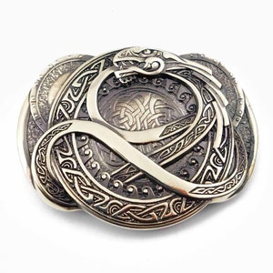 Jormungand german silver belt buckle, World Serpent, Scandinavian, Celtic, Norse dragon, Midgard Serpent, Ouroboros solid belt buckle