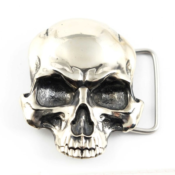 Skull german silver belt buckle, Dead head human skull solid nickel silver belt buckle for casual belt for men and women