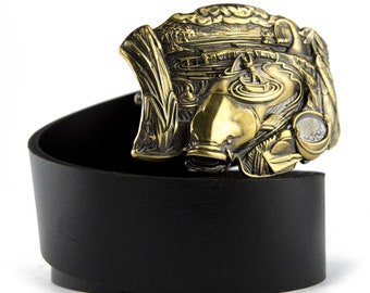 Leather belt with brass buckle Catfish, fisherman belt buckle, fisherman gift, fish belt buckle, buckle with catfish, fans of fishing buckle