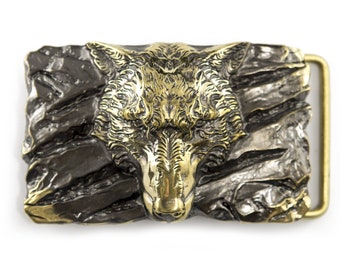 Wolf Belt buckle Fenrir, Scandinavian Nordic Norse Celtic wild animal werewolf Viking mythology solid belt buckle