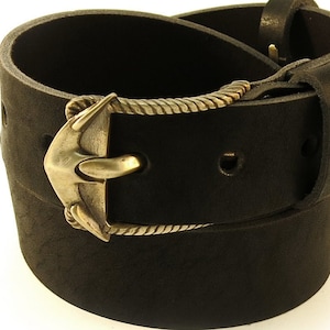 Leather belt with Anchor belt buckle, Sea ocean anchor belt buckle with 1.5 inches leather belt for men and women
