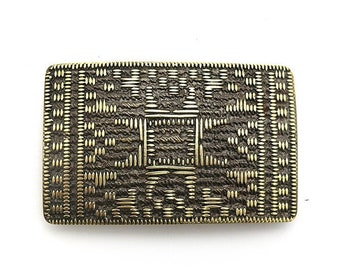 Belt buckle Plakhta, Ukrainian traditional ornament embroidery solid brass belt buckle for men and women