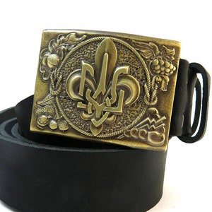 Leather Belt With Solid Brass Buckle Plast Plast Ukrainian - Etsy