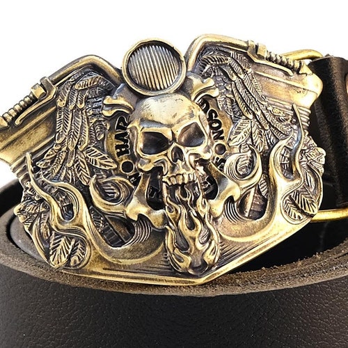 Biker Belt Buckle Skull Gothic Design Motorcycle Bike Authentic Dragon Designs 