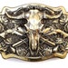 American Bison Buffalo Skull, Longhorn Cattle Buffalo Bison Skull Tribal Native American Cowboy Western Men Solid Brass Trophy Belt Buckle