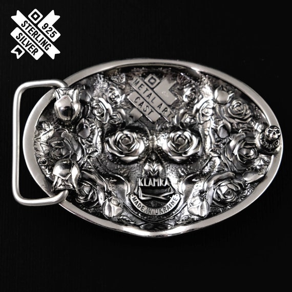 Amazon.com: Skull belt buckle, Human skull solid silver belt