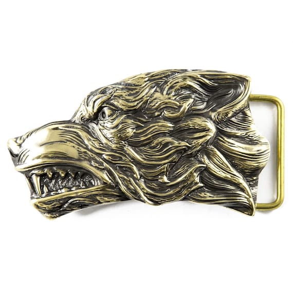 Vintage Wolf Head Buckle Braided Belt RARE  Medium Amazon.com: Longcreek Men main image 4